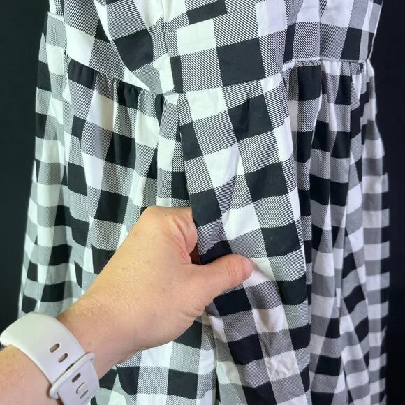 NWT Retro Chic Torrid Size 4 Gingham Midi Poplin Fit & Flare Dress Black White - Picture 5 of 12